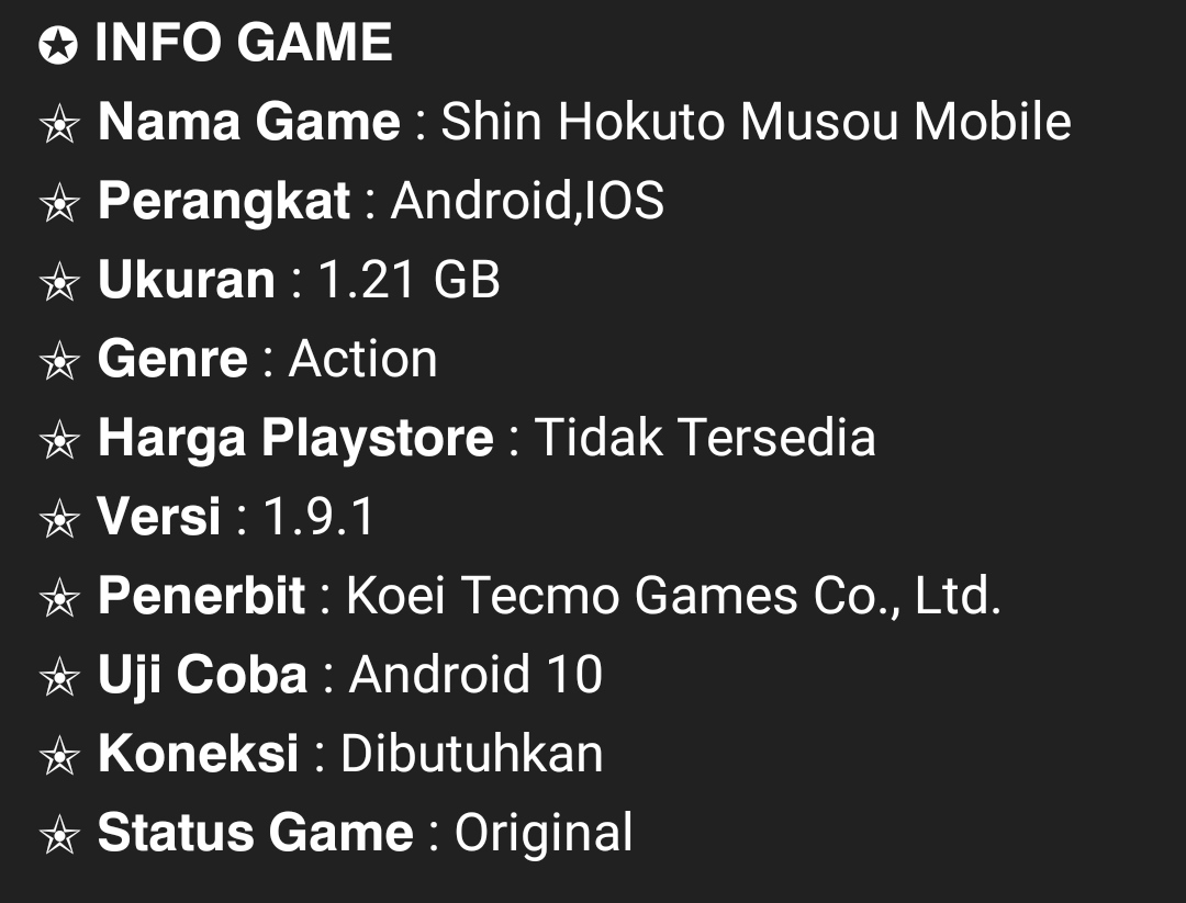 Shin Hokuto Musou Mobile [Android Game]