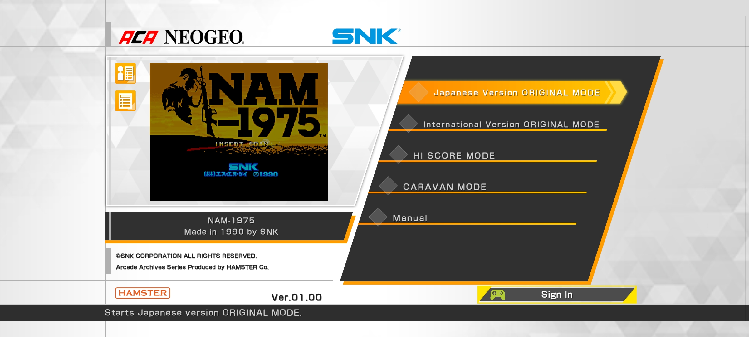 Game NAM-1975 ACA NEOGEO Cho Android